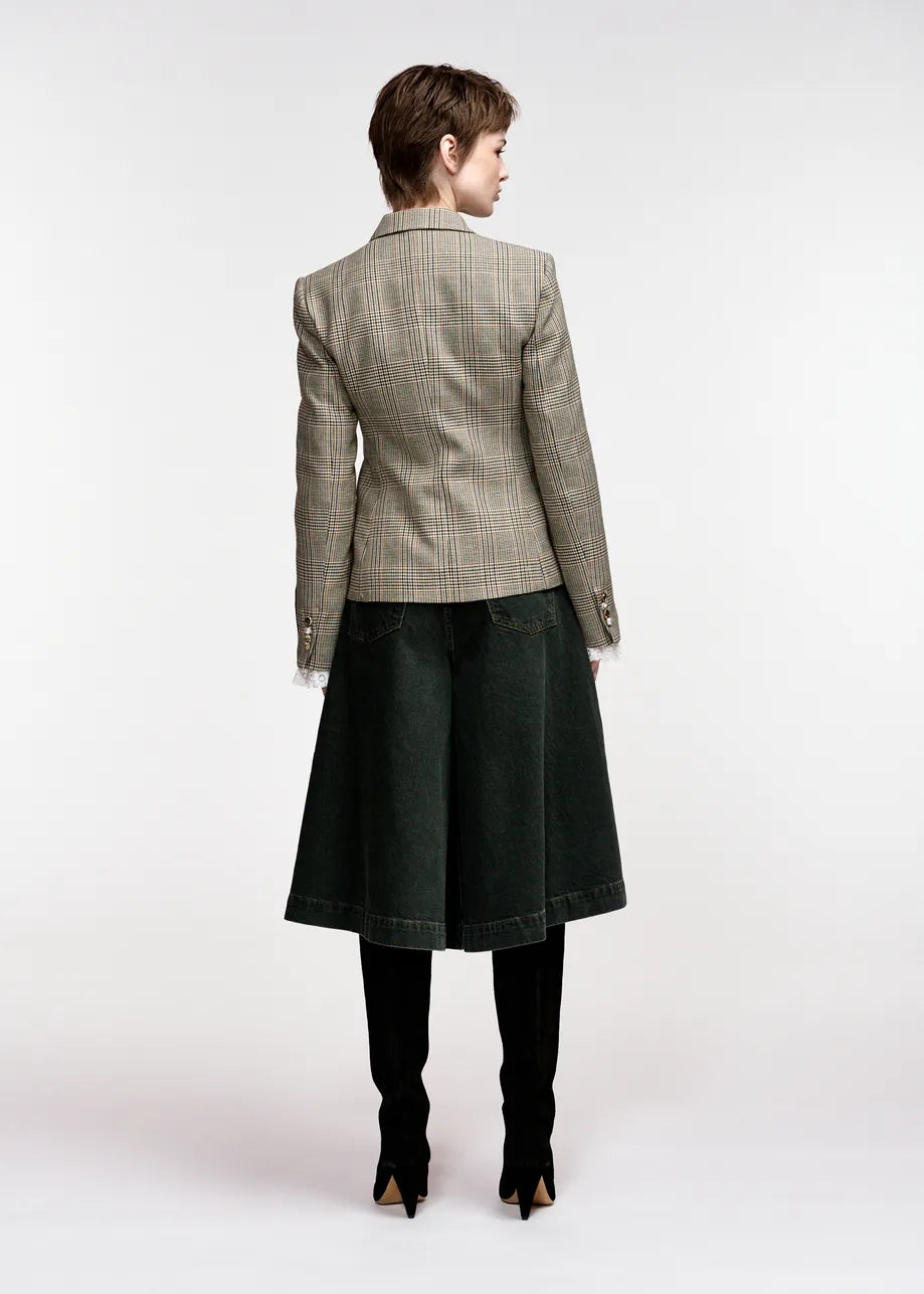 Karina checked double-breasted fitted blazer