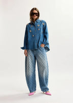 Katsu jeans with barrel leg and rhombus stitching