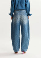 Katsu jeans with barrel leg and rhombus stitching