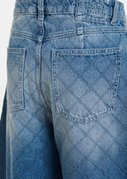 Katsu jeans with barrel leg and rhombus stitching