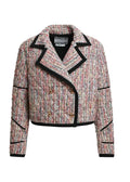 KIRA1-K1OW

Essentiel Antwerp recycled polyester and wool-blend jacket designed in a relaxed cropped silhouette with softly dropped shoulders and subtle shoulder padding that create a structured yet effortless shape. Contrasting cotton grosgrain trims trace the double-breasted front and sharp lapels, emphasizing the tailored construction. Finished with pockets, sleeve plackets and a quilted lining for added comfort and warmth.