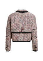 KIRA1-K1OW

Essentiel Antwerp recycled polyester and wool-blend jacket designed in a relaxed cropped silhouette with softly dropped shoulders and subtle shoulder padding that create a structured yet effortless shape. Contrasting cotton grosgrain trims trace the double-breasted front and sharp lapels, emphasizing the tailored construction. Finished with pockets, sleeve plackets and a quilted lining for added comfort and warmth.