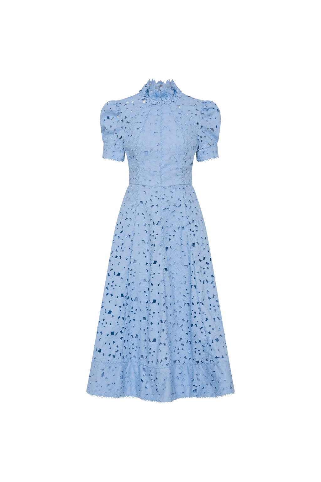 Light blue dress with a subtle pattern on a white background