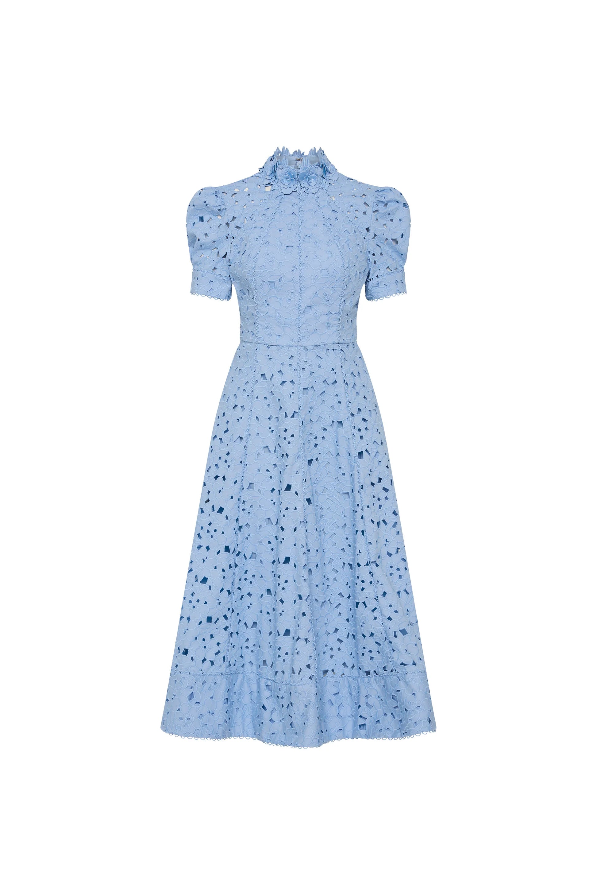 Light blue dress with a subtle pattern on a white background