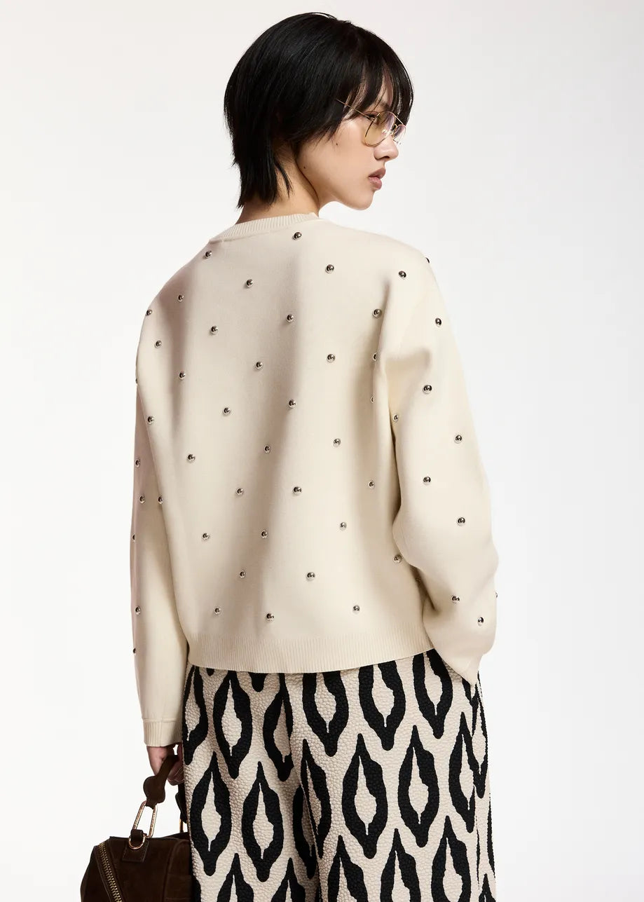 Klou Cream stud-embellished sweatshirt