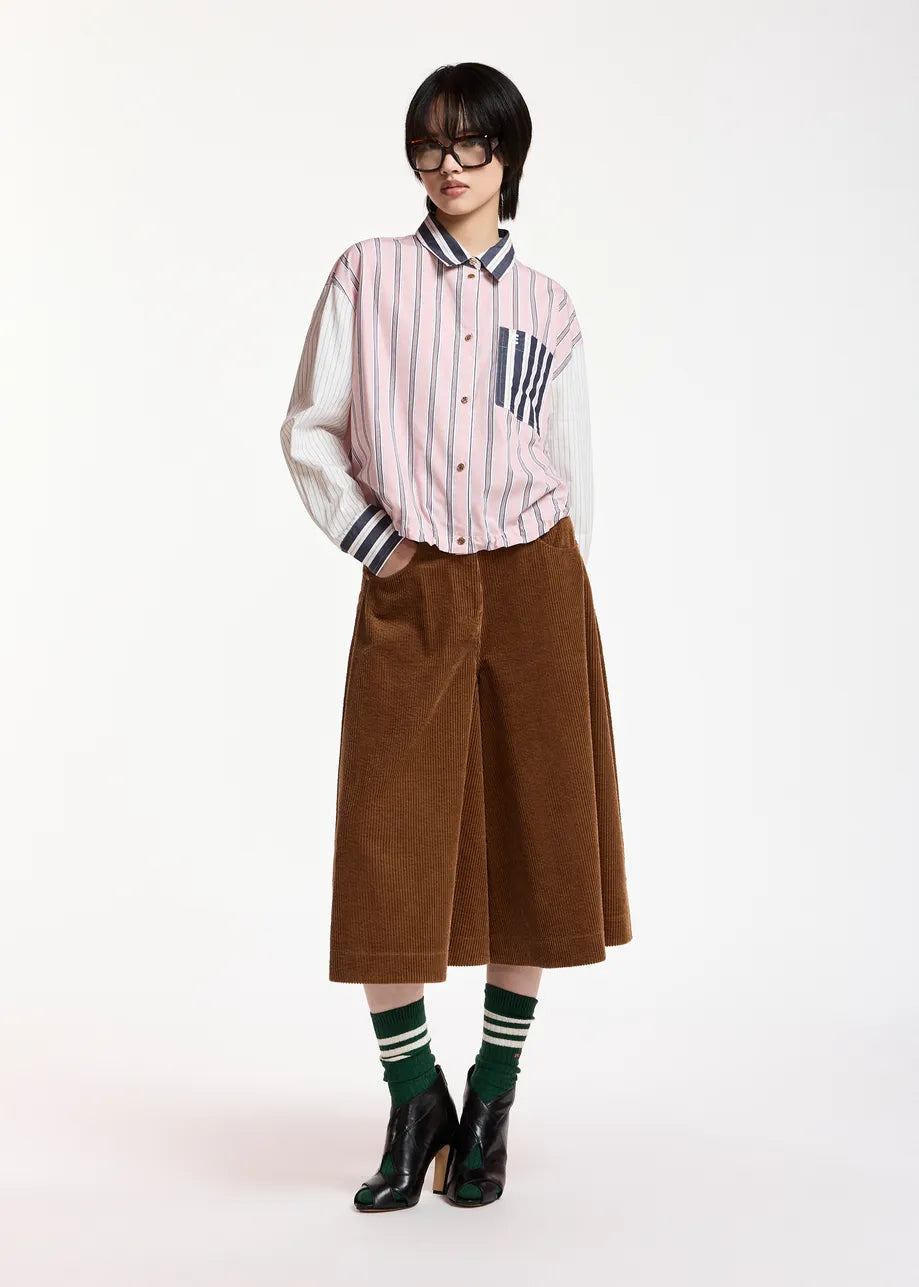 Kozef Patchwork Striped Cropped Shirt