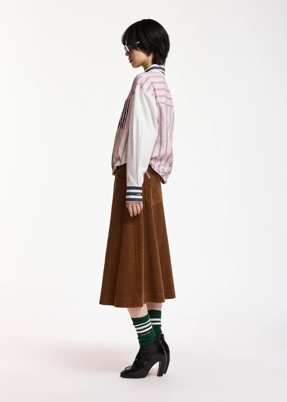 Kozef Patchwork Striped Cropped Shirt