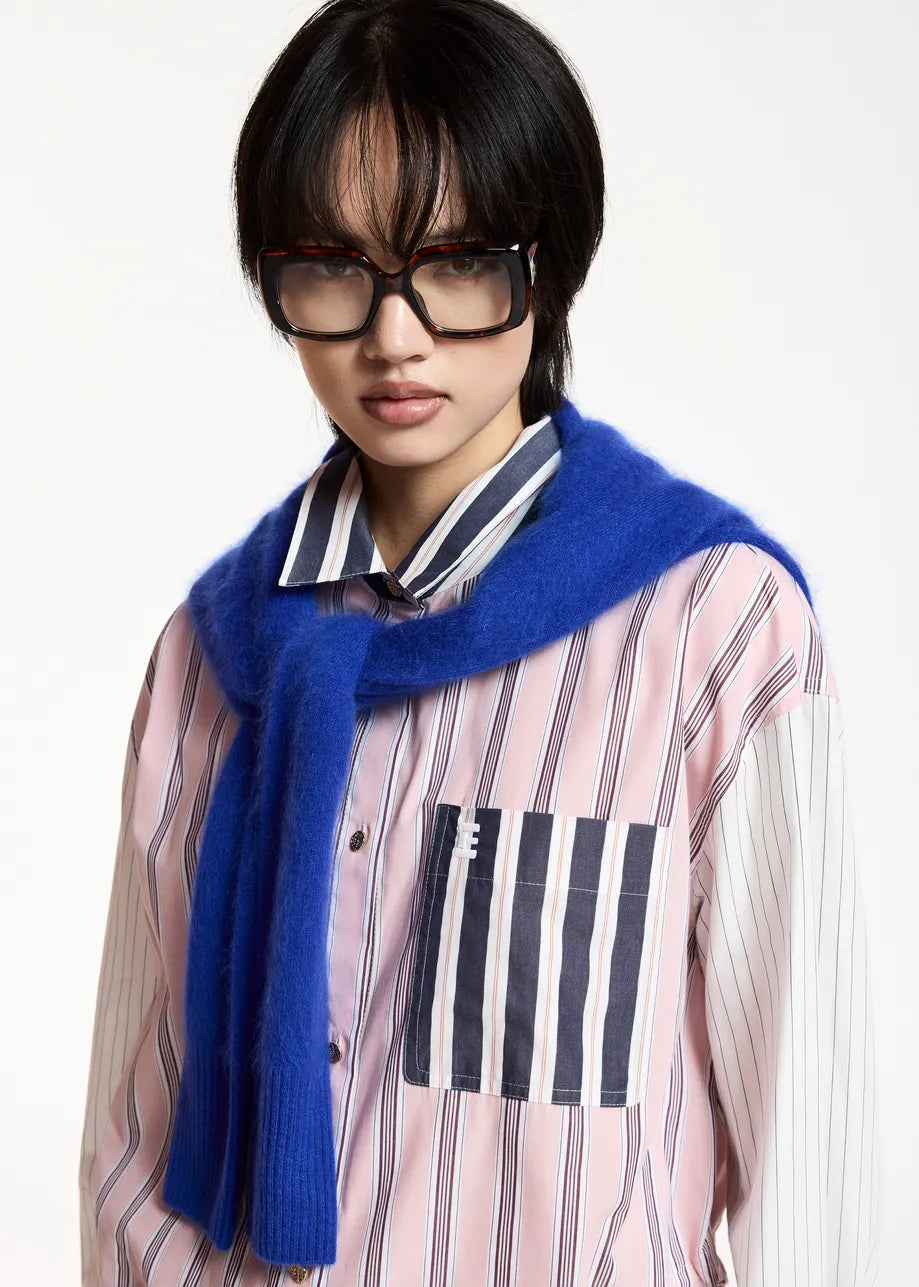 Kozef Patchwork Striped Cropped Shirt