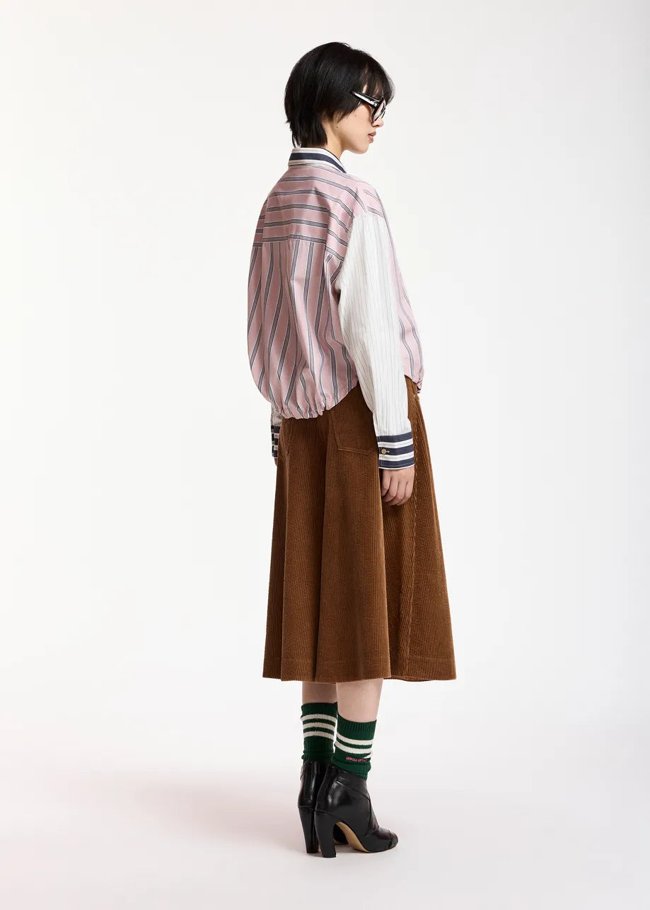 Kozef Patchwork Striped Cropped Shirt