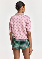 Krab Pink and mauve polka-dot jacquard knit polo