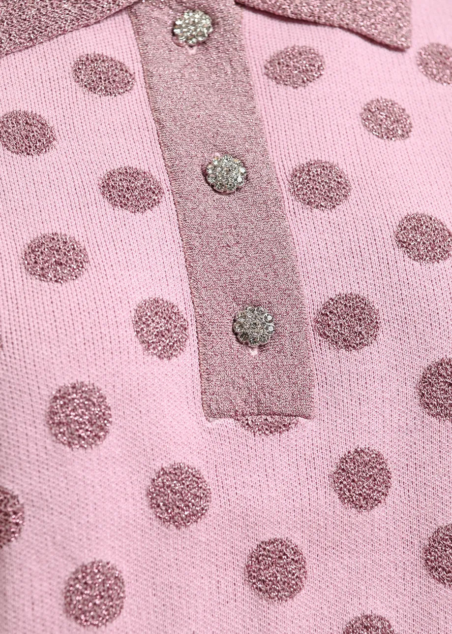Krab Pink and mauve polka-dot jacquard knit polo