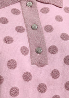 Krab Pink and mauve polka-dot jacquard knit polo