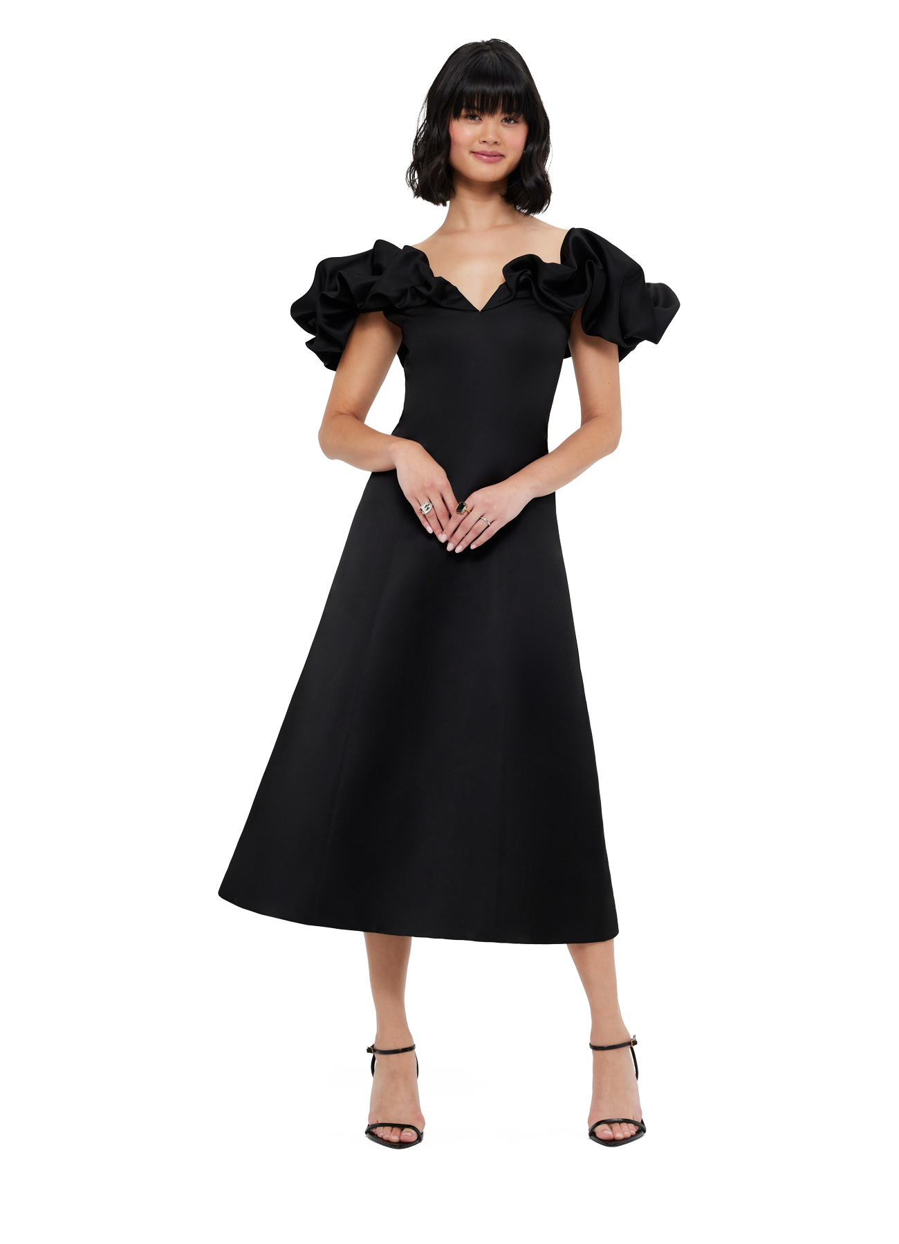 Leo Lin Annie Off Shoulder Frill Midi Dress