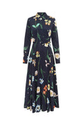 leo lin zara shirt midi dress LEO LIN - Zara Shirt Midi Dress - Botanical Print in Ebony
