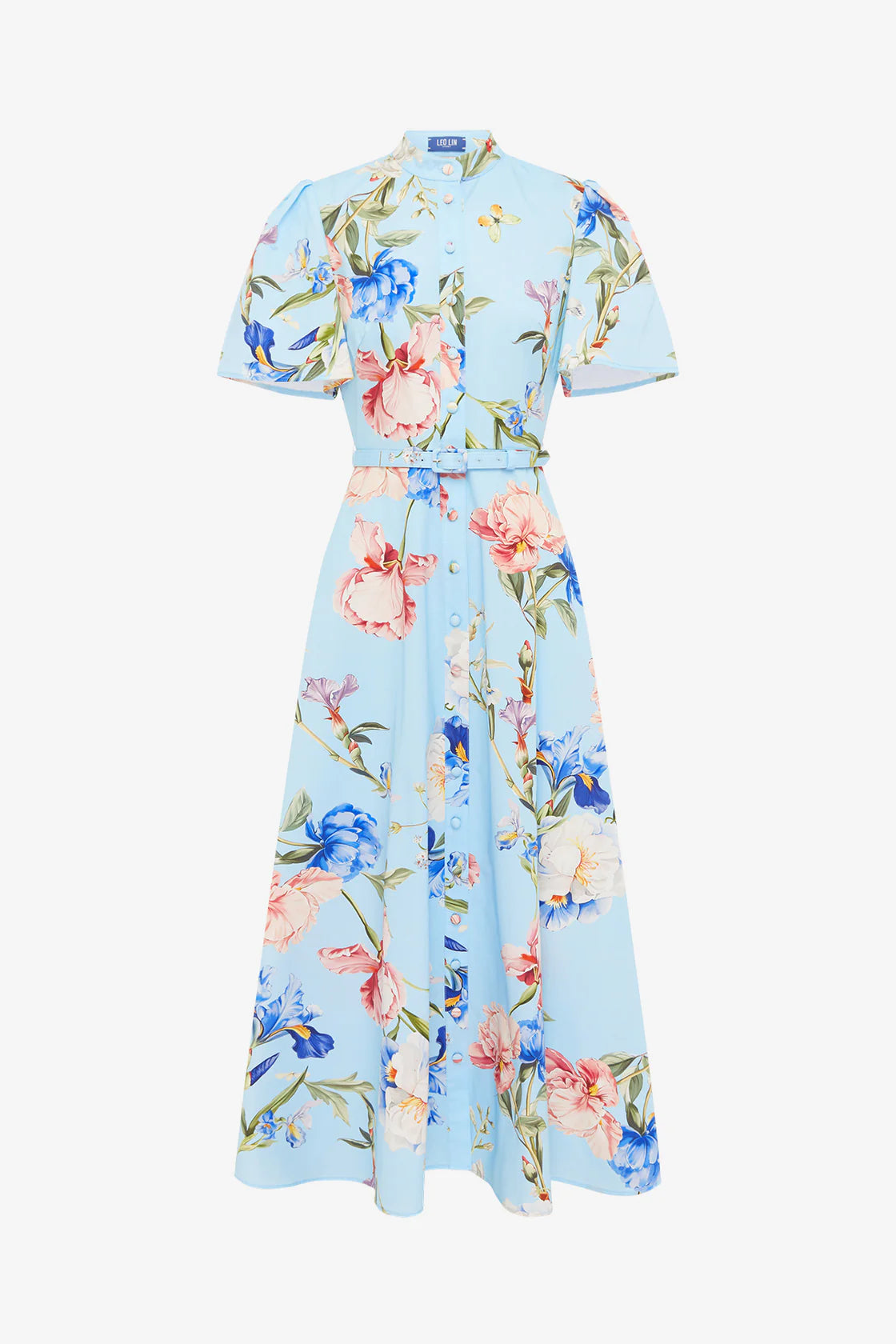 Floral dress with a light blue background