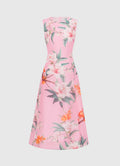 blush floral print LEO LIN midi dress in a white background 