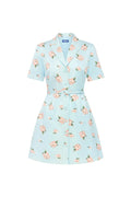 Light blue dress with floral pattern on a white background. Caroline dress ditsy floral print LEO LIN