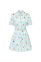 Light blue dress with floral pattern on a white background. Caroline dress ditsy floral print LEO LIN