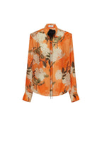 Leo lin Orange floral blouse on a white background