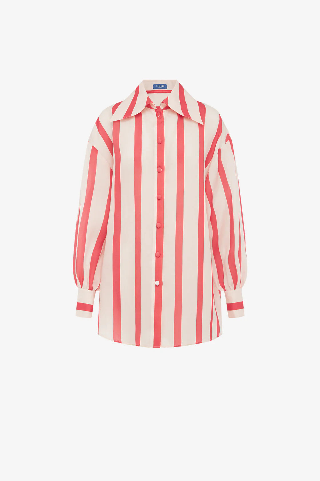 Red and white striped shirt on a white background