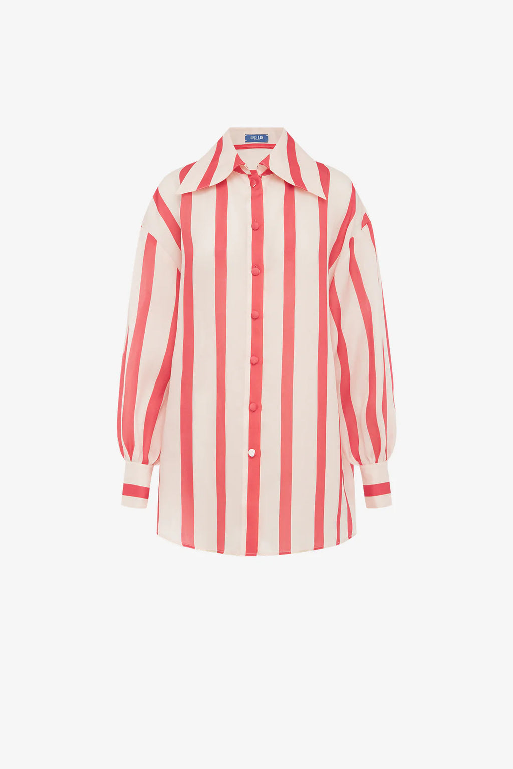 Red and white striped shirt on a white background