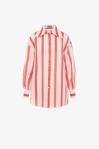 Red and white striped shirt on a white background