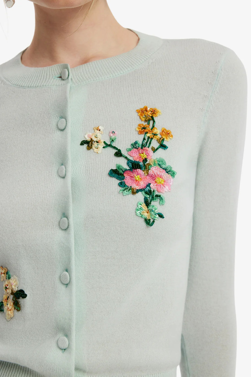 Claire Embellished Knit Cardigan Mint