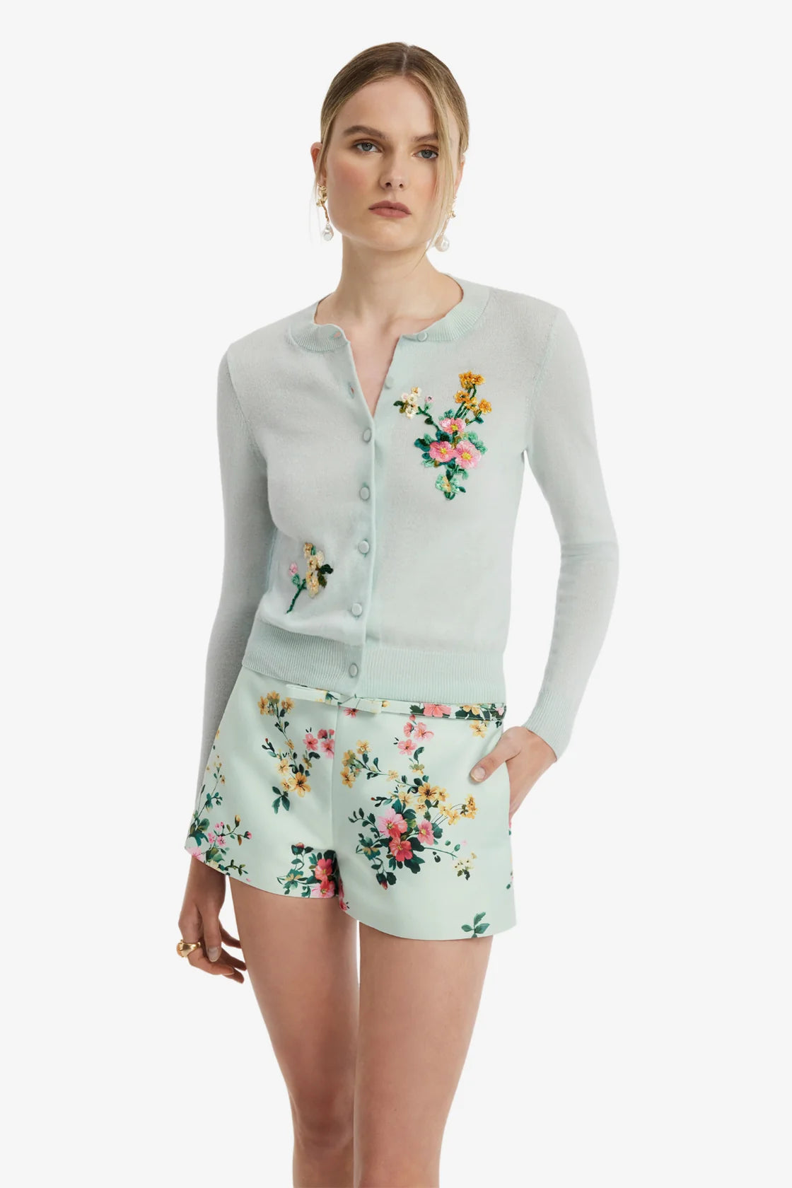 Claire Embellished Knit Cardigan Mint