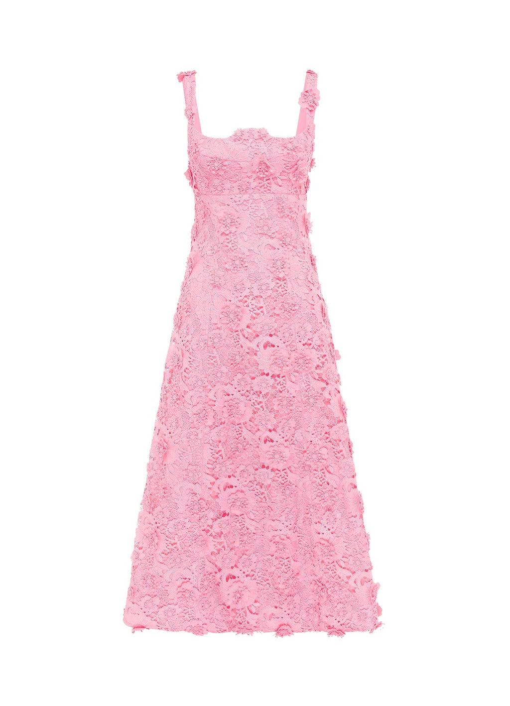 Pink lace dress on a white background