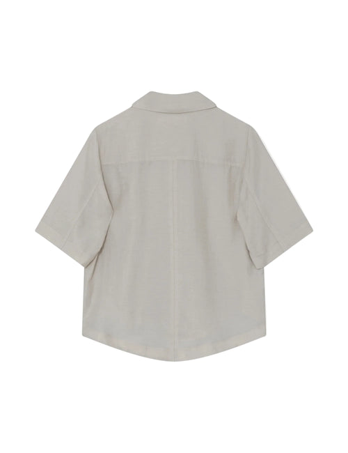 Light gray short-sleeve shirt on a white background