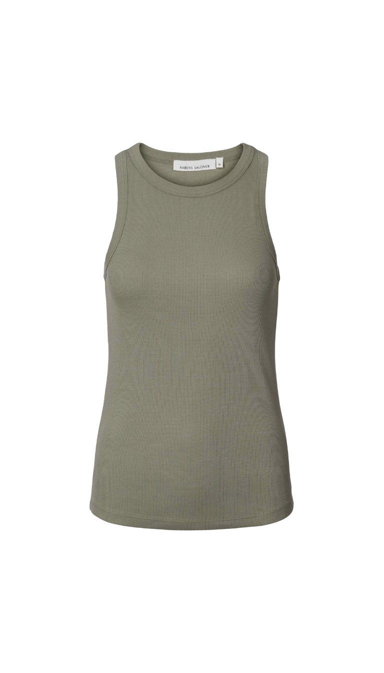 NELLE Rib jersey tank I Vertiver & White