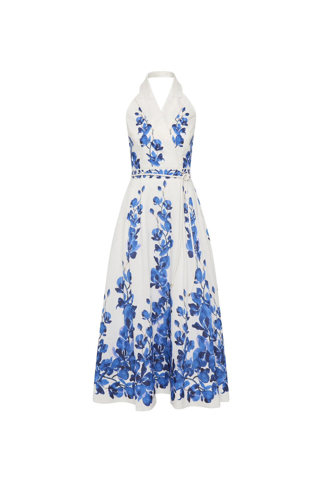 Rebecca valance orchid  midi dress white background front side. shop online .muse boutique hawthorn 