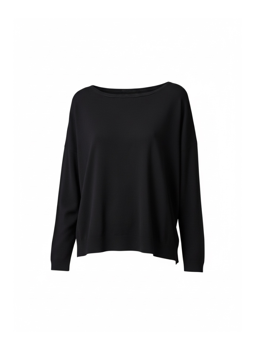 Oversized viscose and wool stretch knit