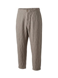 Comfort fit linen pants. back with elastic waistband