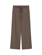 Brown wide-leg pants with a belt on a white background