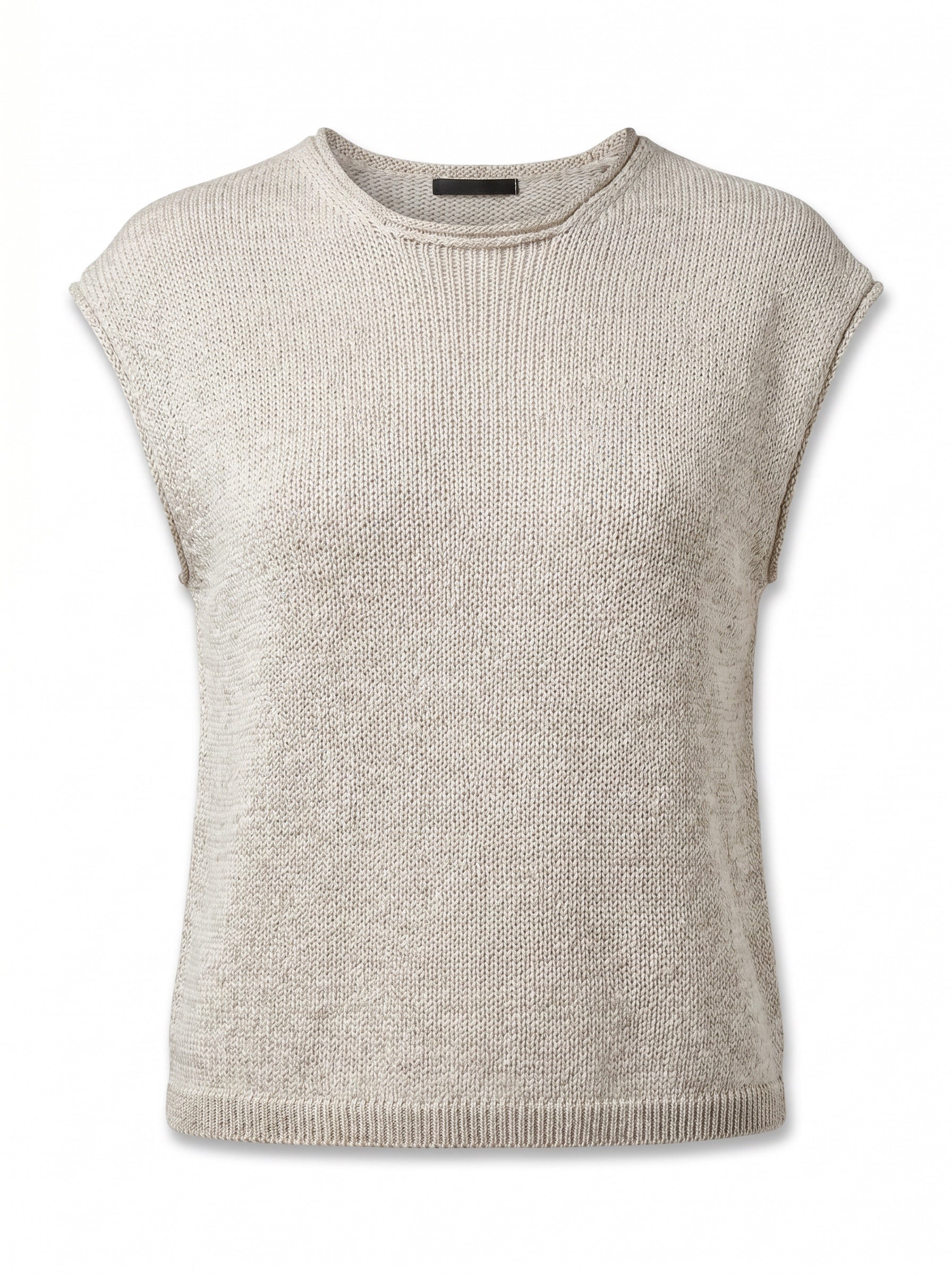 Volume boxed T-shirt in cotton and linen blend melange mesh