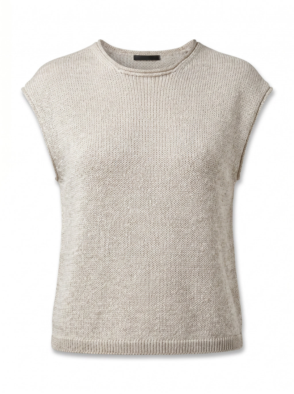 Volume boxed T-shirt in cotton and linen blend melange mesh