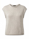 Volume boxed T-shirt in cotton and linen blend melange mesh