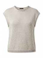 Volume boxed T-shirt in cotton and linen blend melange mesh