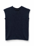 Volume boxed T-shirt in cotton and linen blend melange mesh