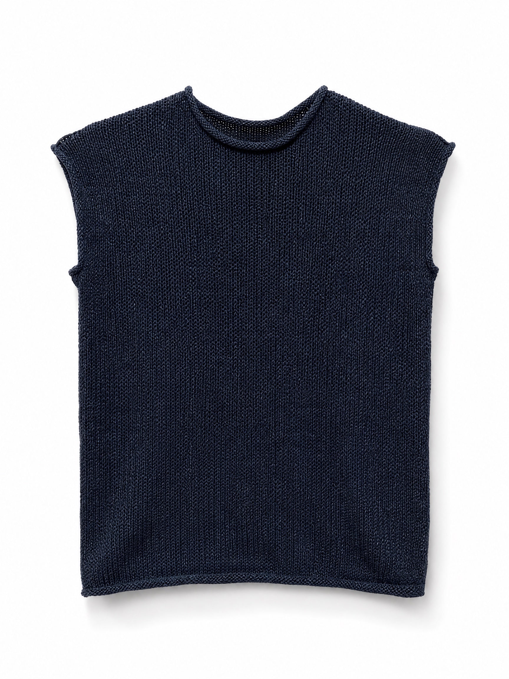 Volume boxed T-shirt in cotton and linen blend melange mesh