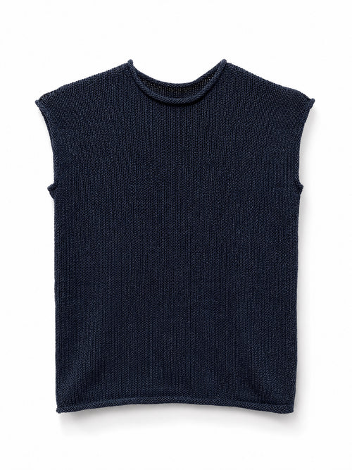 Volume boxed T-shirt in cotton and linen blend melange mesh