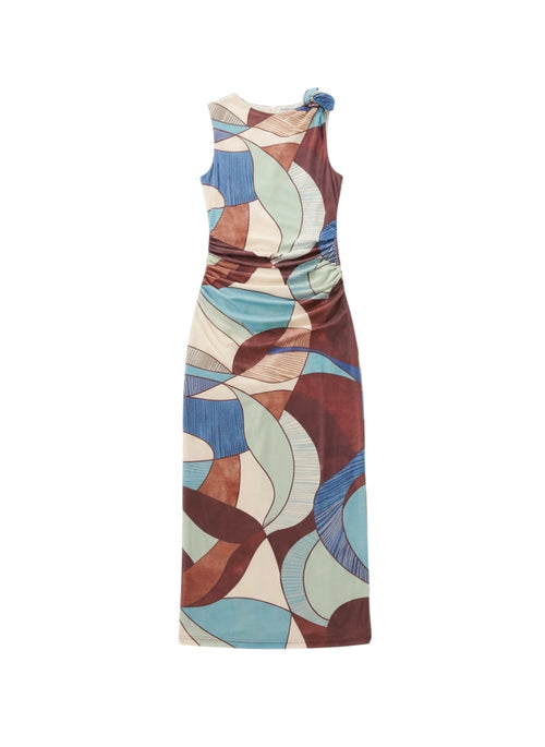 Colorful patterned dress on a white background roame Riley mesh dress