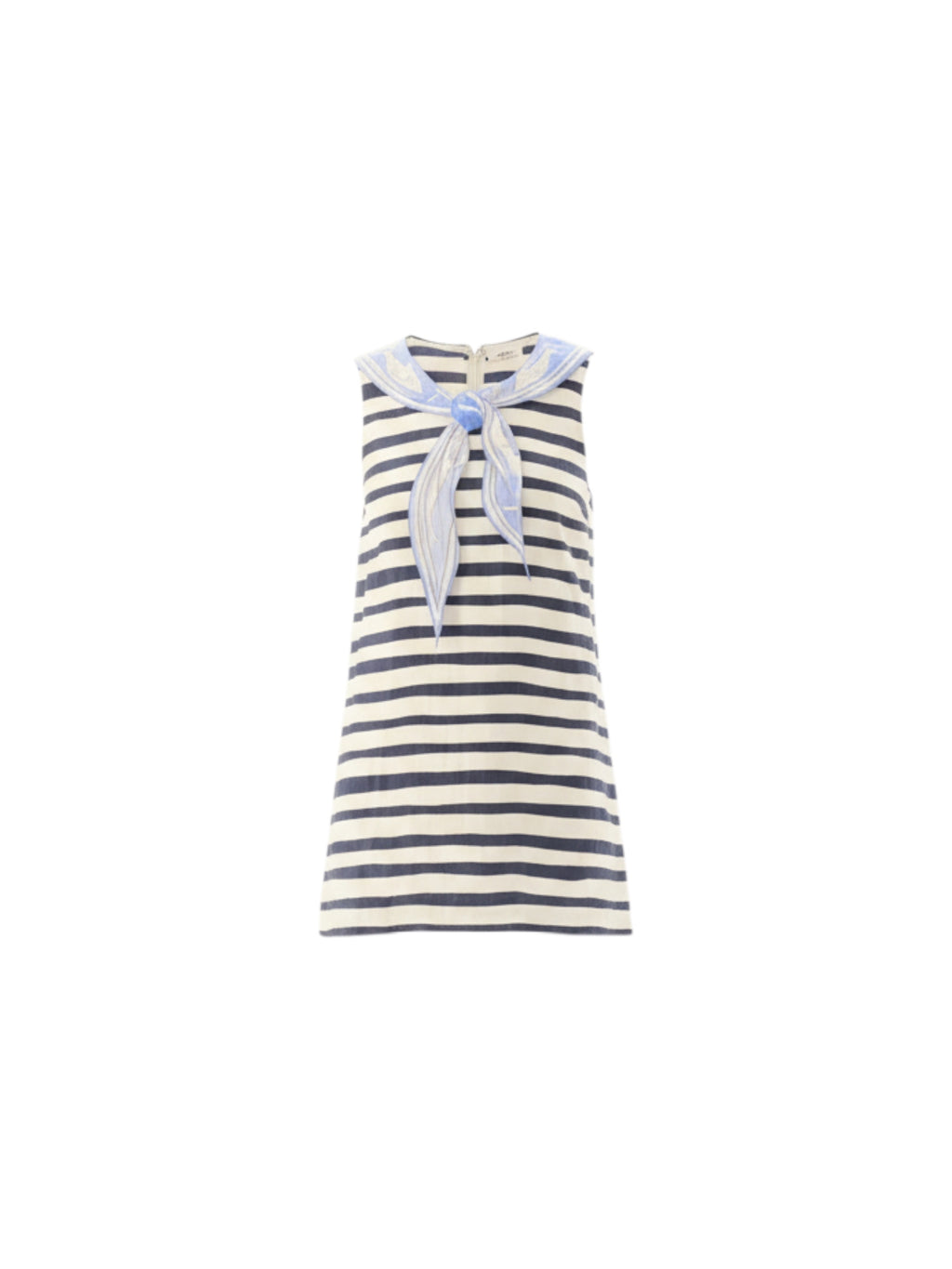 Striped dress with a bow detail on a white background