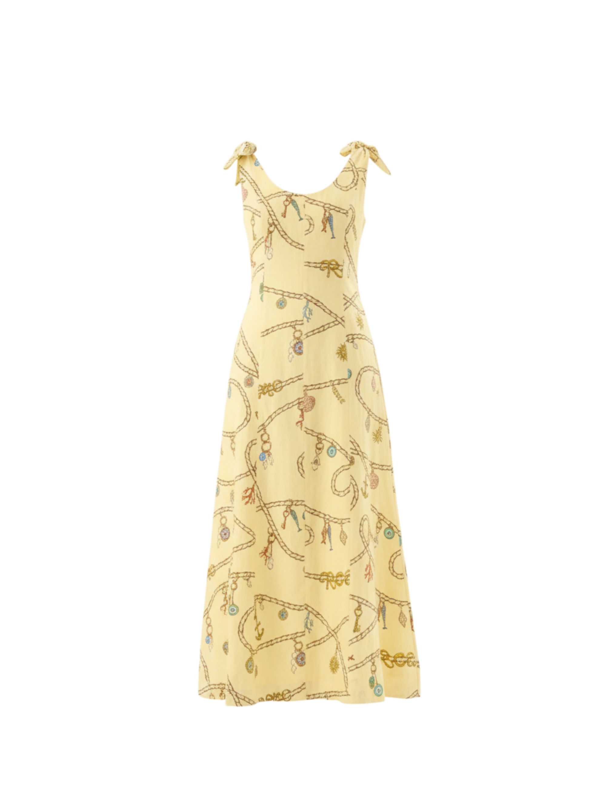 Yellow dress with pattern on a white background