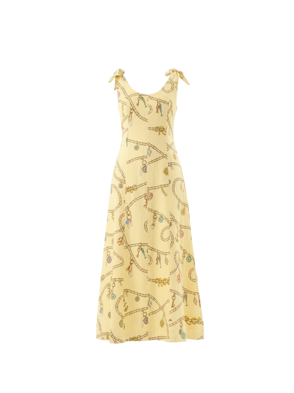 Yellow dress with pattern on a white background