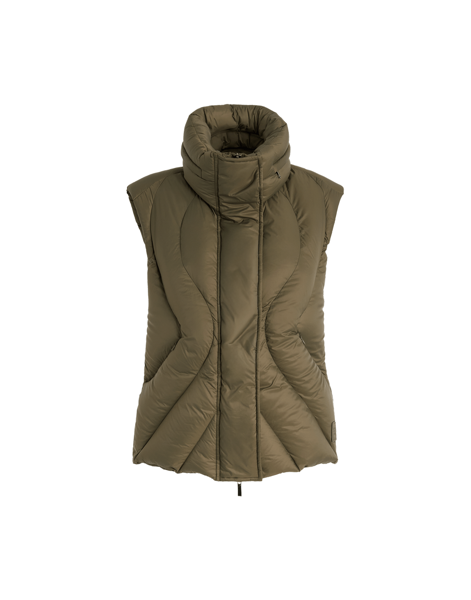 Brown puffer vest on a transparent background