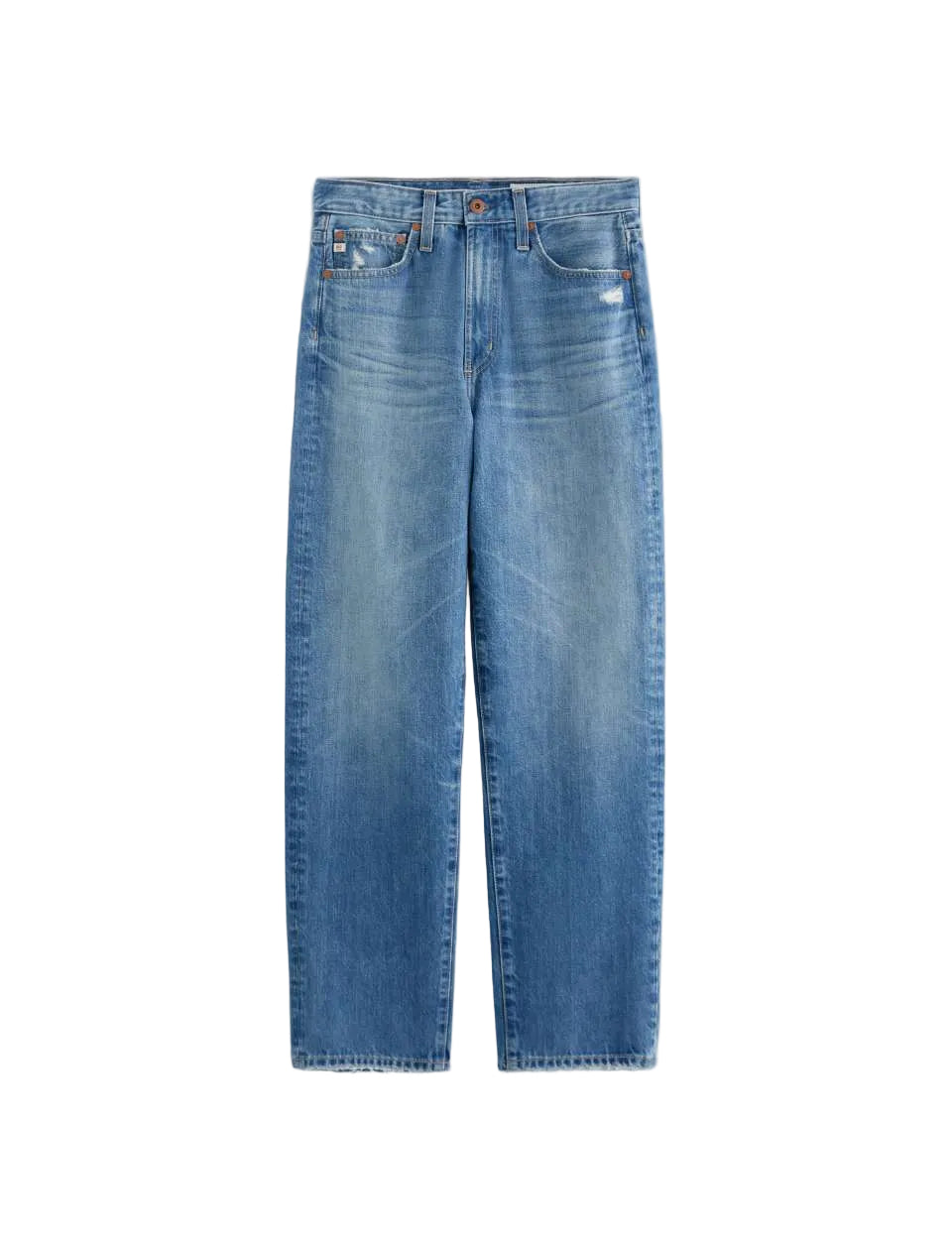 Blue jeans on a light gray background