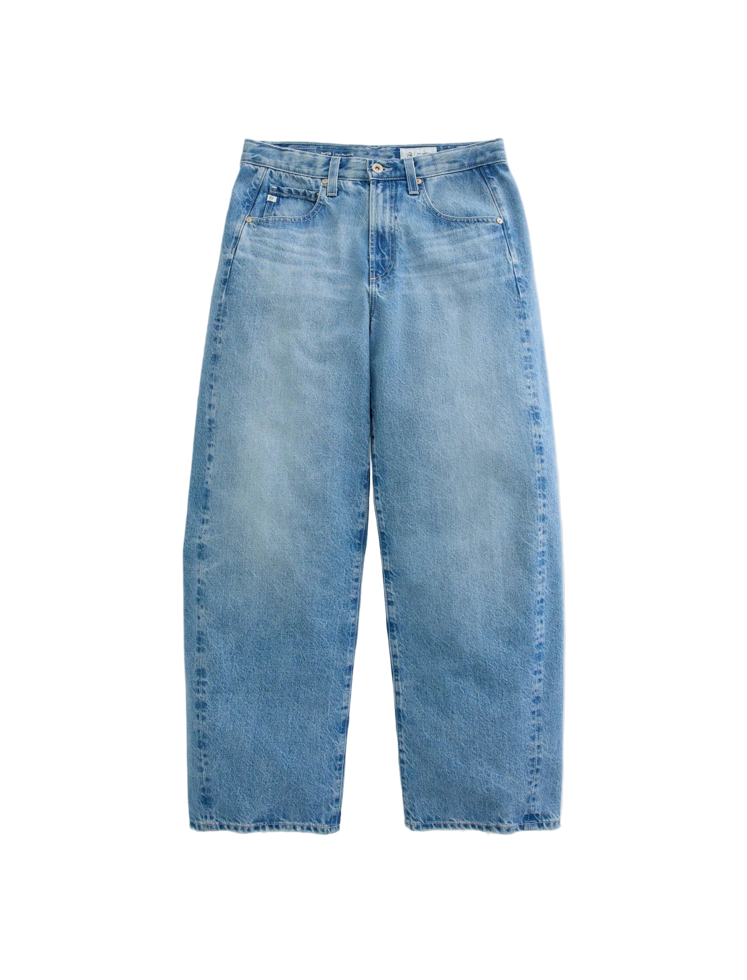 ag jeans hattie blue print Blue jeans on a light gray background
