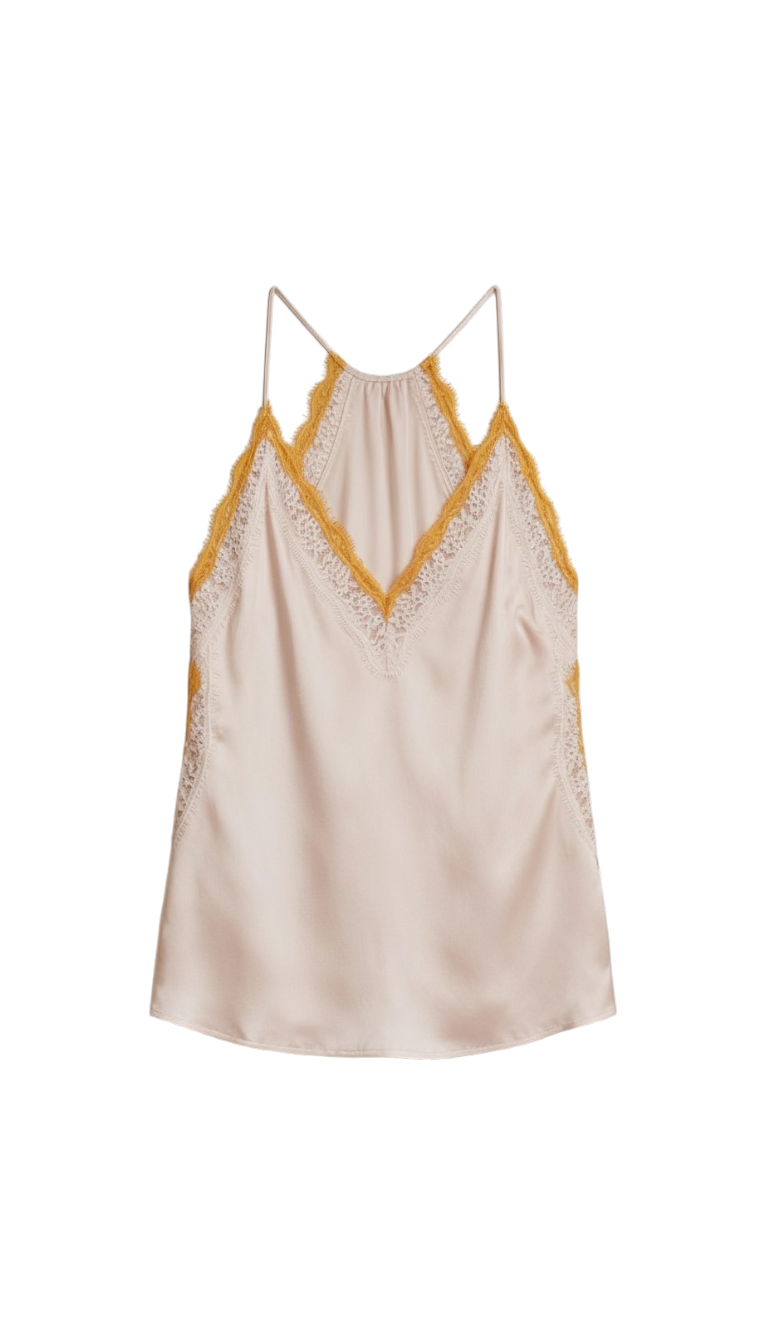 SOHO Contrast lace camisole top I Light rose